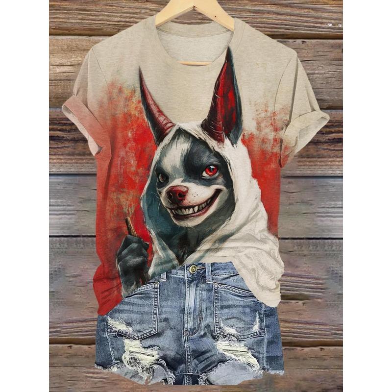 Short Sleeved Summer Thin Vest Women's T Shirt 3D Digital Animal Insect Printed Top