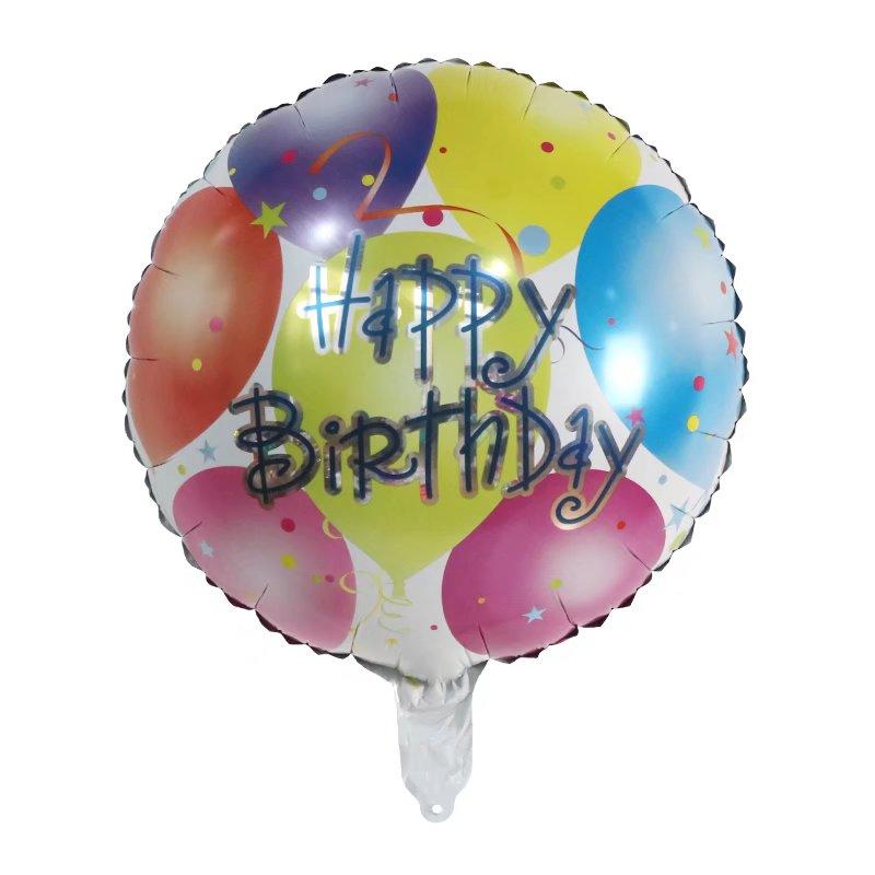 50Pcs/lot 18inch English Happy Birthday Aluminum Foil Balloon Round Helium Balloon Kids Birthday party decoration Air Golobs