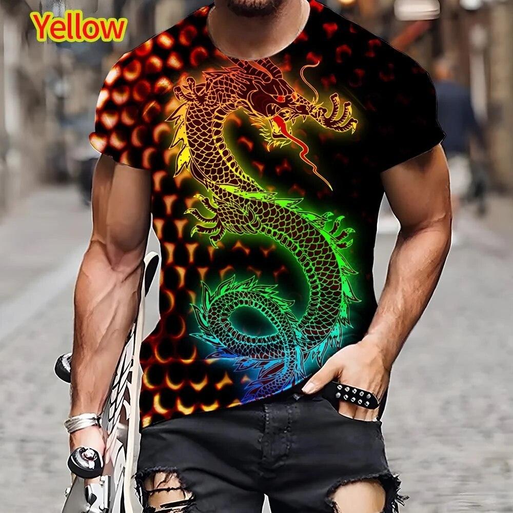 Módní tričko s čínským drakem 3D tisk pánské ležérní léto cool hip hop top s krátkým rukávem