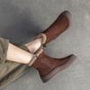 Johnature Plush Warm Retro Genuine Leather Thick Bottom Short Boots Versatile Soft Soled Women's Shoes