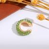 Retro Fashion C-Shaped Bling Ear Clips with Colored Diamonds - Trendy No-Pierce Earrings