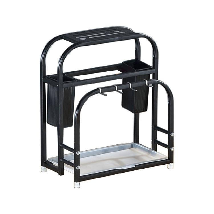 Ventilated Kitchenware Organizing Bracket with Tray Flatware Container Rustproof M чёрный