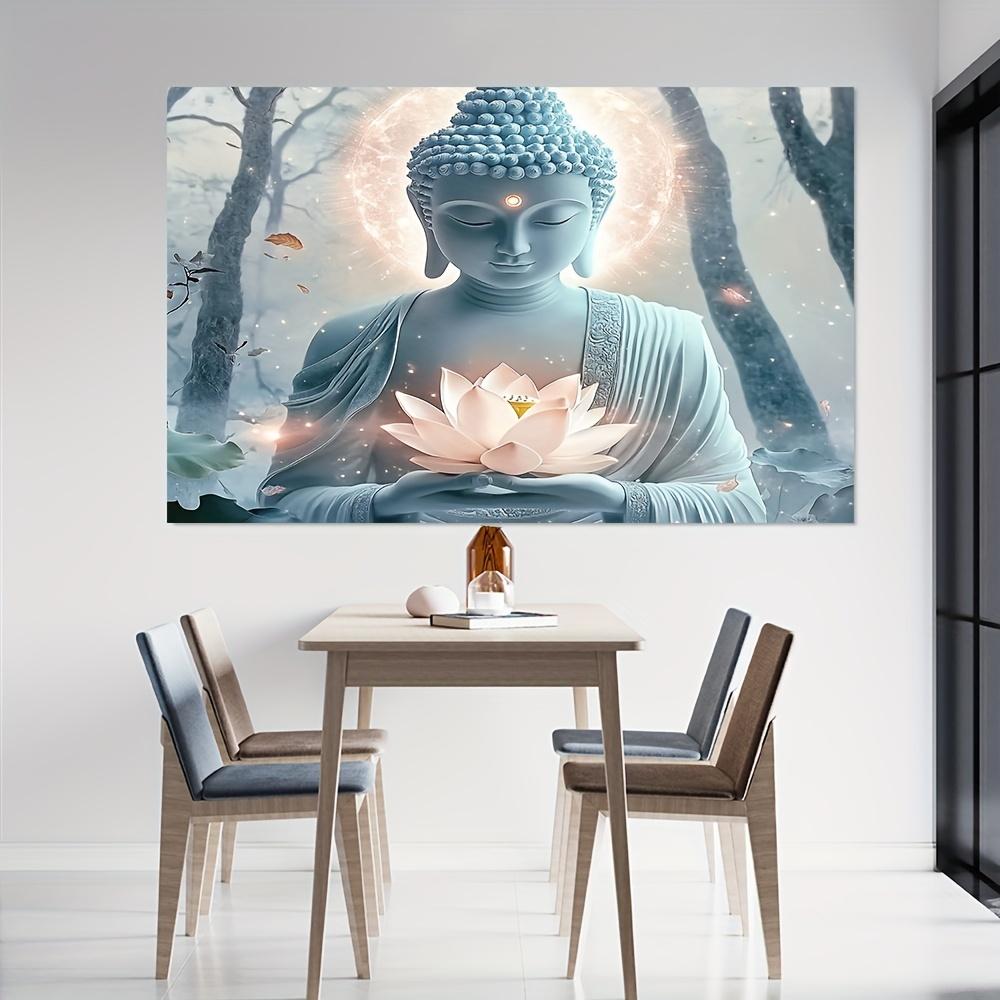 Buddha Tapestry Wall Hanging White Lotus Zen Decor for Meditation Room Home Spiritual Yoga Studio Minimalist Enlightenment Art