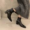 Fashion SUOJIALUN 2025 Winter New Brand Women Ankle Boots Fashion Round Toe Med Square Heel Short Boots Round Toe Outdoor Dress Pumps