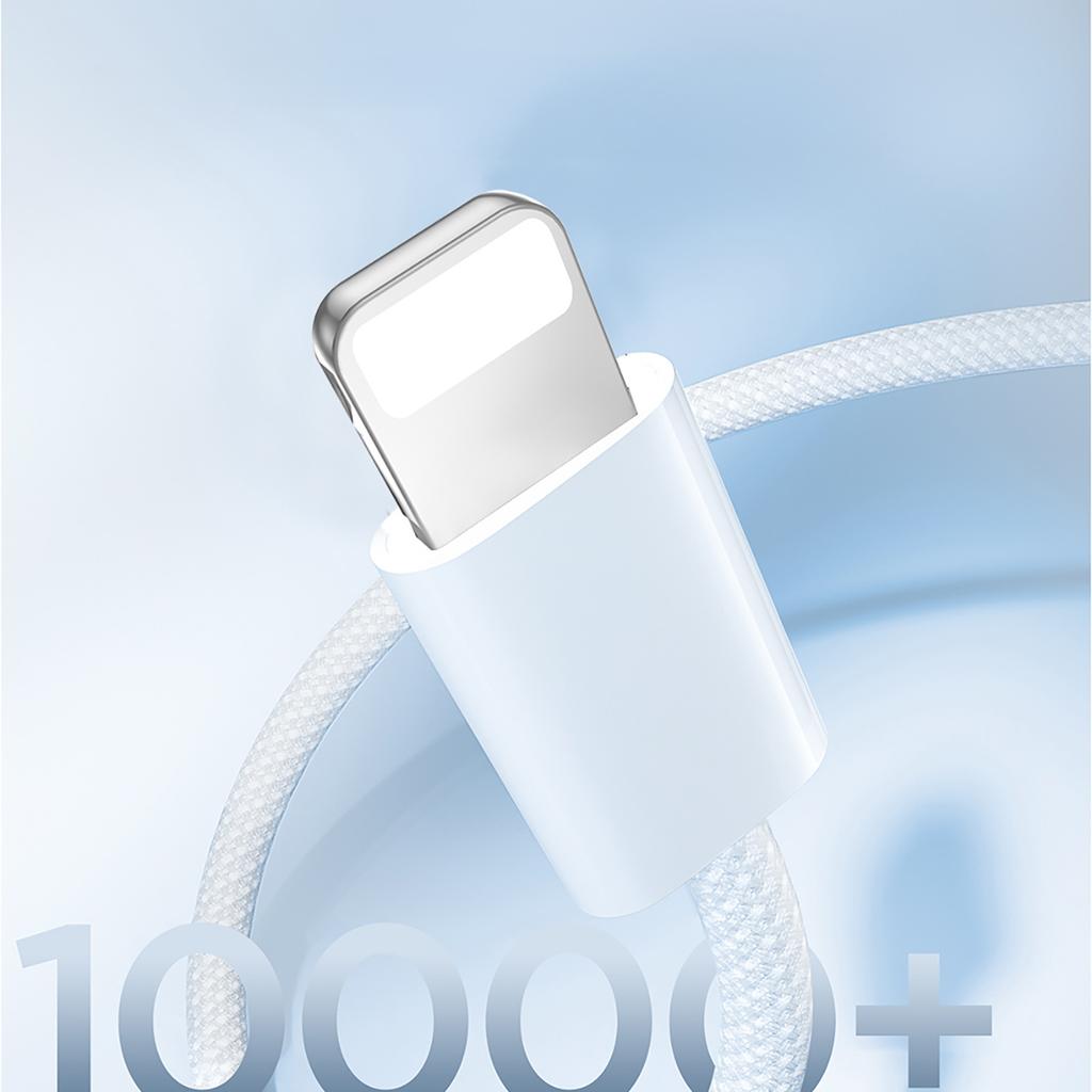 Kabel przewód w oplocie USB-C - iPhone Lightning 30W 1m - biały
