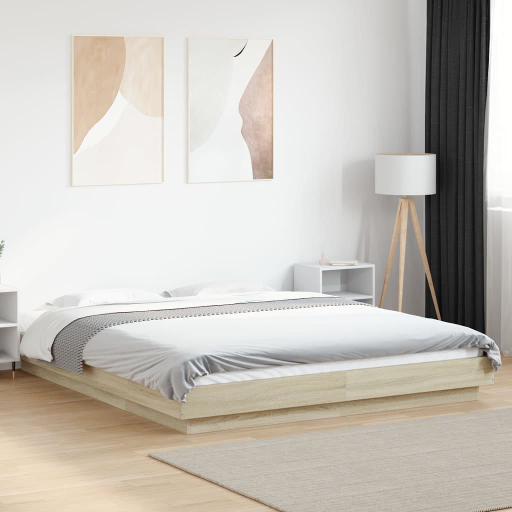 Bed Frame Sonoma Oak 150 x 200 cm Particleboard