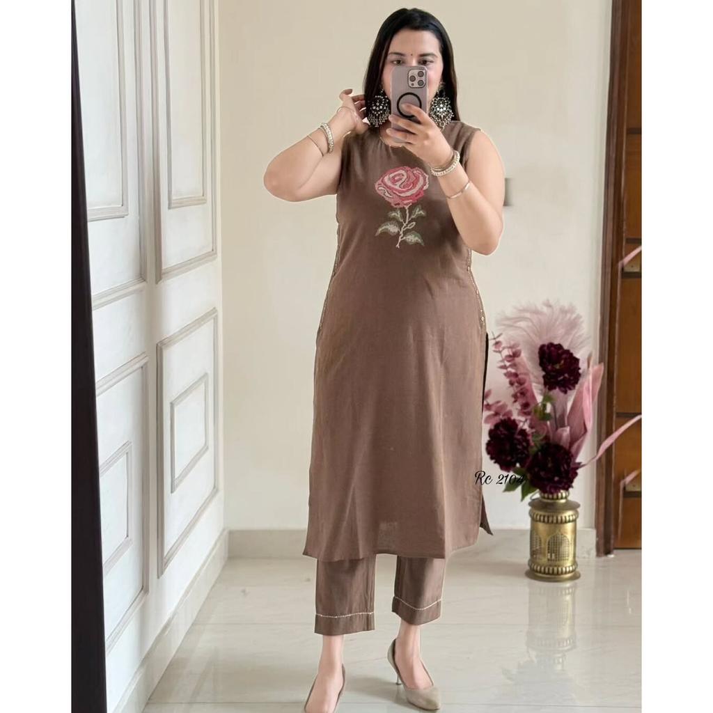 Indian Designer Top Tunic Kurta Pant Set Pakistani Party Wear Sleeveless Kurti SC-2265