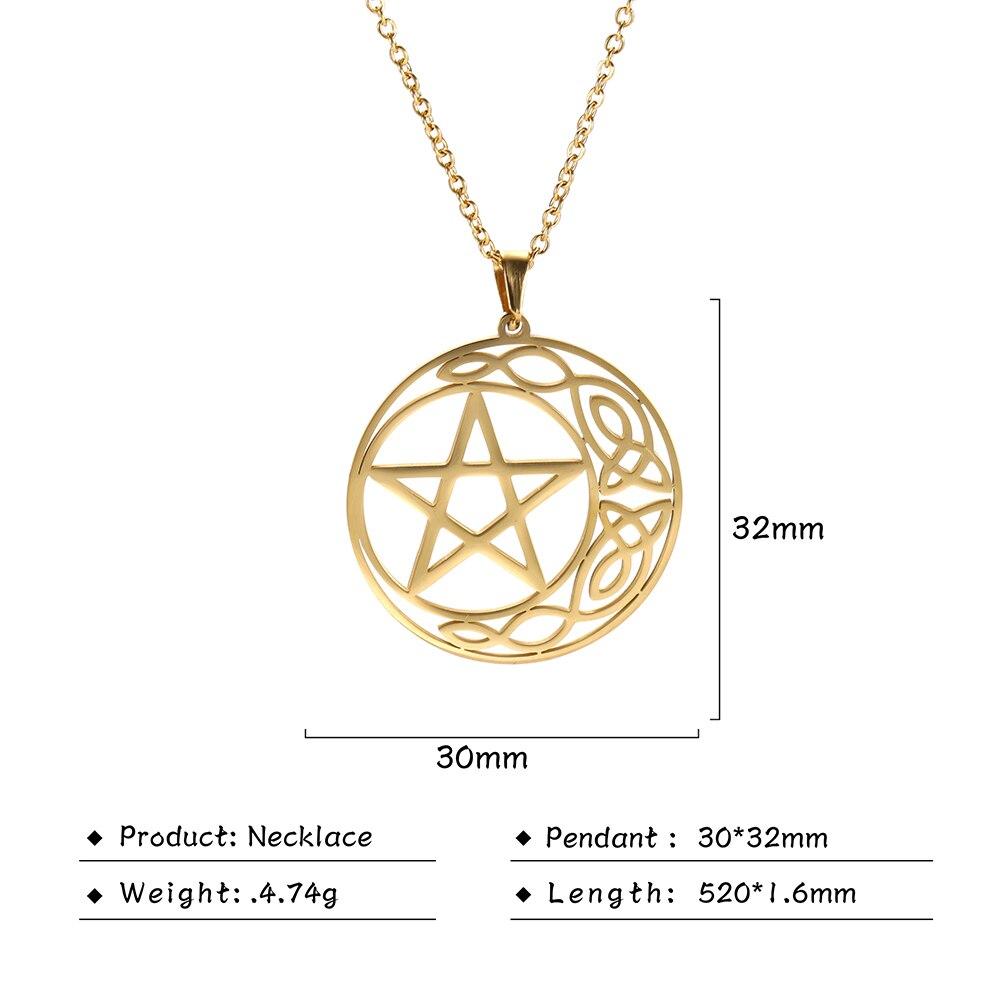 Viking Celtics Irish Knot Pentagram Necklaces for Women Men Stainless Steel Jewelry Vacuum Gold Color Amulet Boyfriend Gift