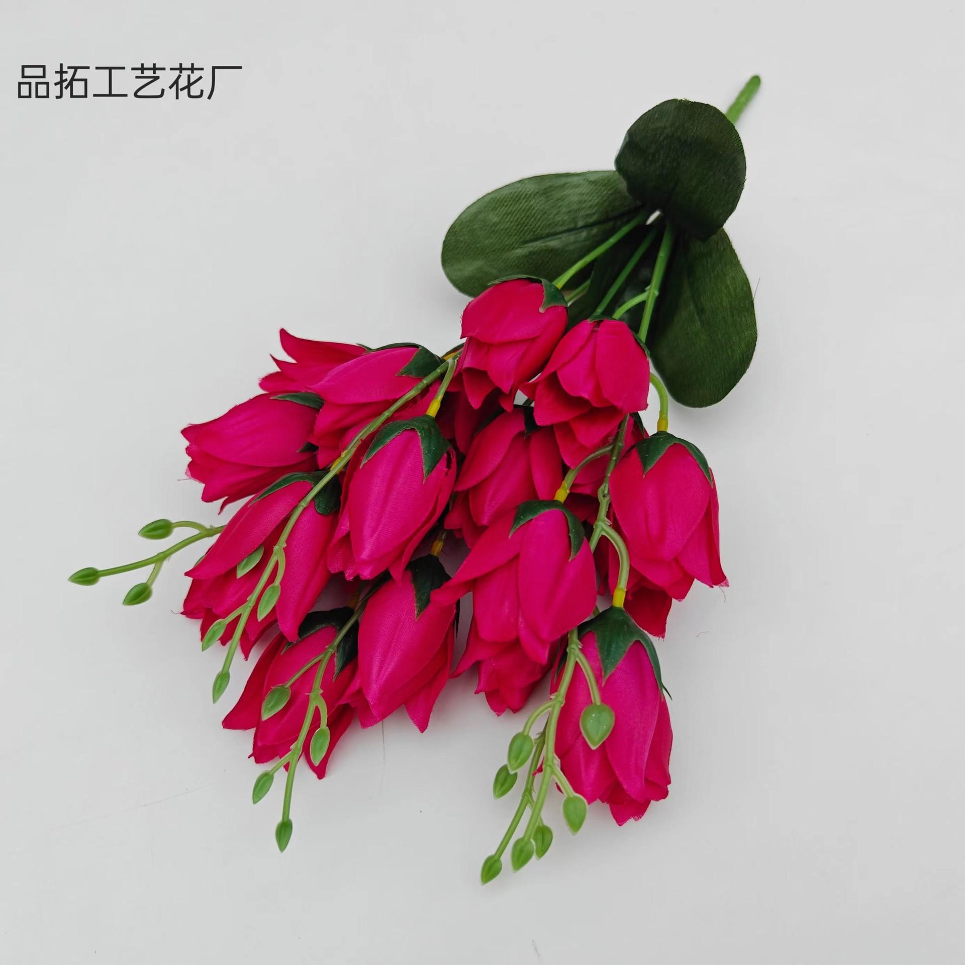 

5 Веток 20 Головок Искусственные Тюльпаны из ПУ Не Выцветающие Искусственные Пластиковые Поддельные Растения тюльпанов Сделай сам Дом Сад Свадебное Украшение На Открытом ВоздухеT ярко-розовый