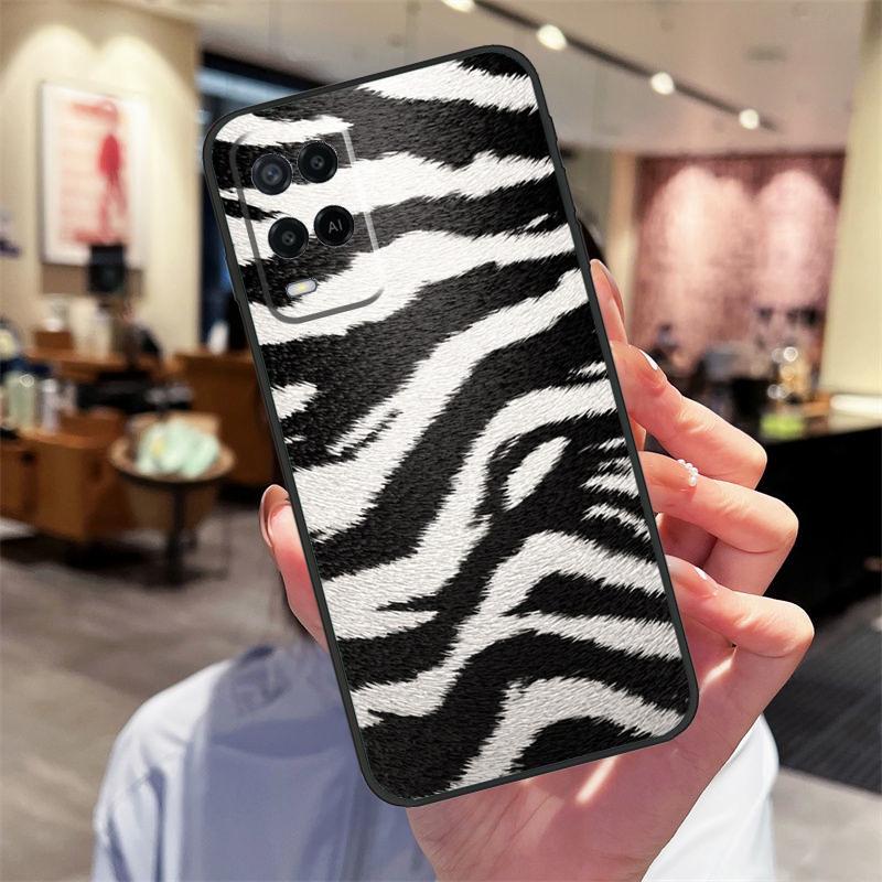 Zebra Skin Print Case For Oppo A94 A74 A54 A18 A38 A58 A78 A98 A40 A60 A80 A16 A76 A96 A15 A17 A77 A57S Cover