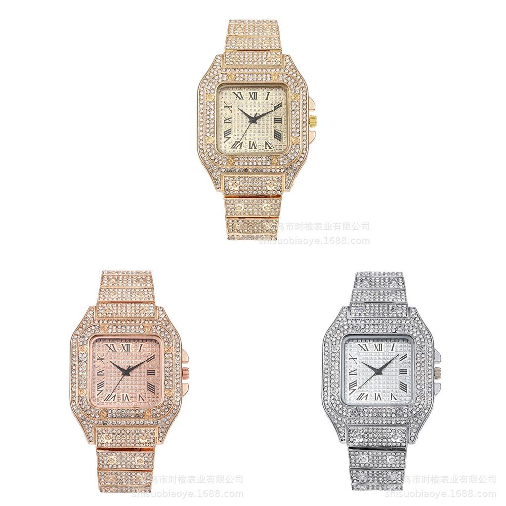 Square Starry Sky Steel Band Diamond Embellished Quartz Watch For Men