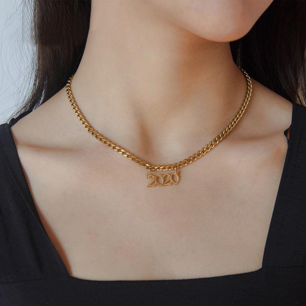 1998 Digitale Titanstahl-Halskette, Einfache und stilvolle farberhaltende Edelstahl-Schlüsselbeinkette