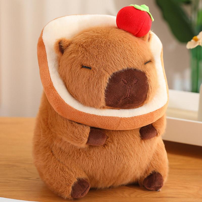 Capybara Plush Huggable Toy With Unique Food Designs And Soft Short Plush Fabric