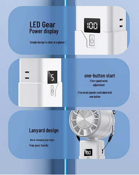 Portable High-Speed Handheld & Desktop USB Charging Fan with Digital Display and Long Battery Life