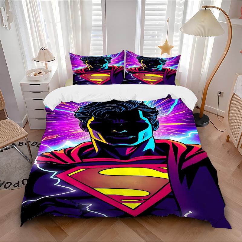 3pcs Superman Cover Set,Soft Comfortable Duvet Cover,Guest Room (1*Duvet Cover + 2*Pillowcases, Without Core) yy251024101