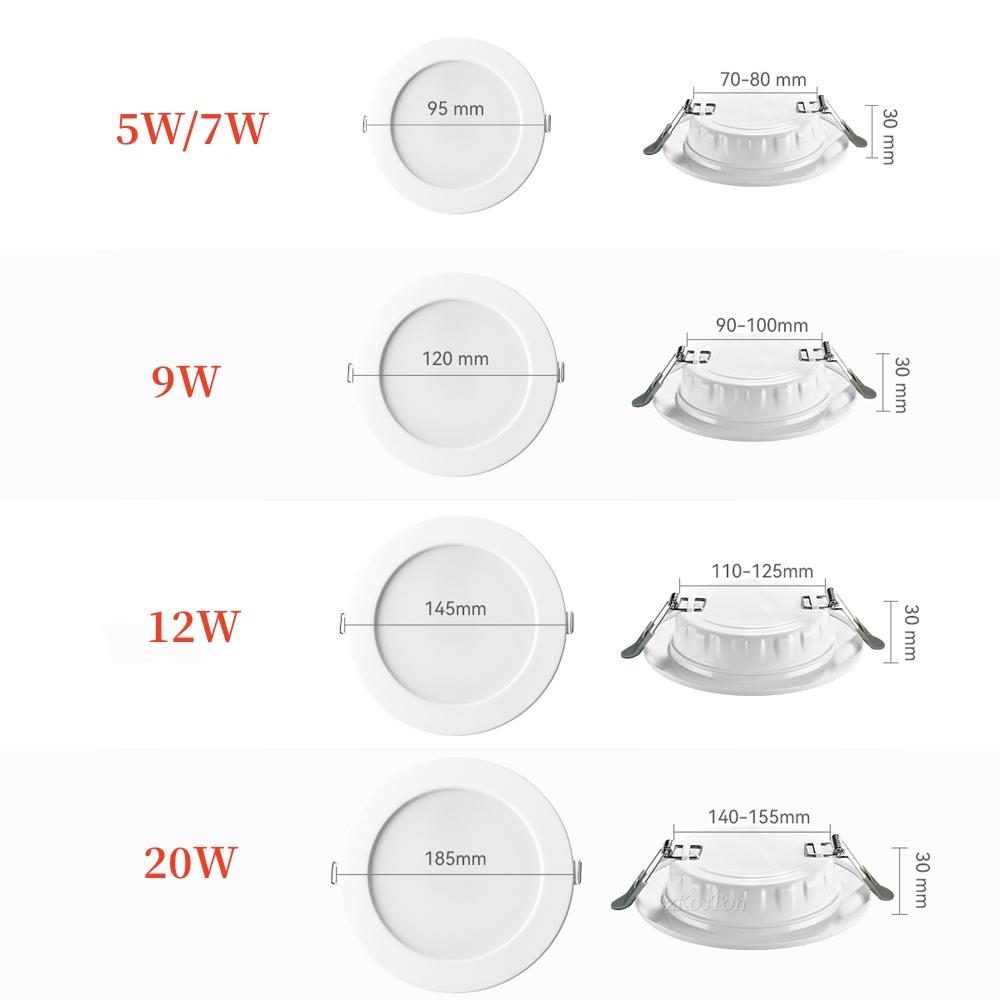 LED Downlight Recessed Ceiling Lamp 7W 9W 12W 20W AC220V Cold White LED Spotlight for Living Room Corridor Bathroom Kitchen