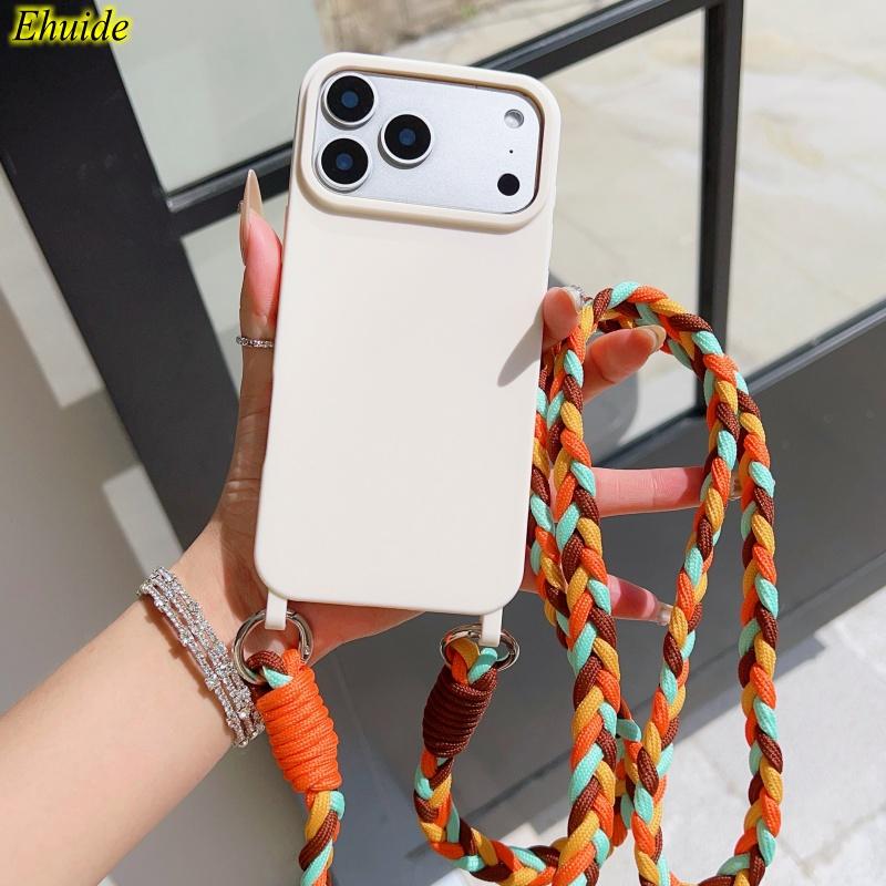 

Lanyard For iPhone 17 Pro Max Case 14 12 11 13 15 16 Plus Cases Air Candy Crossbody Neck Cord Braid Strap Soft Shockproof Cover for iPhone 17