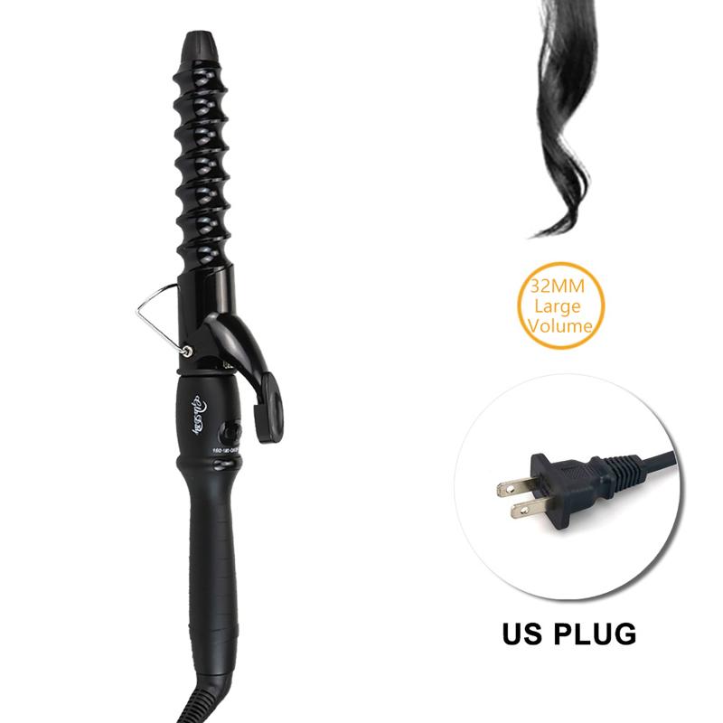 Wave Spiral Electric Hair Curlers Care Styling Professional Ceramic Curling Iron Home Salon Hair Styling Tool US 32MM