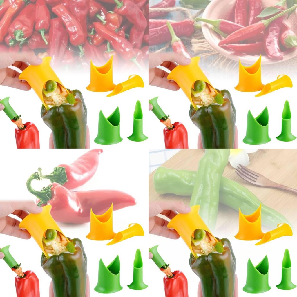 Colorful Pepper Coring Tool Set For Kitchen Two Pieces High-quality Pp Material
