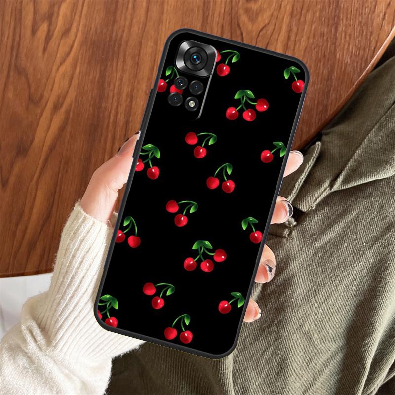 Food Fruit Red Cherry Case For Xiaomi Redmi Note 14 Pro 13 12 11 10 15 Pro Plus Redmi 15 C 13 10C 12C 14C 13C Cover