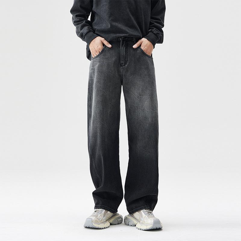 

Черные градиентные джинсы-шаровары с цветочным принтом, мужские осенне-зимние американские свободные нишевые брюки широкого кроя в стиле хай-стрит 4XL чёрный