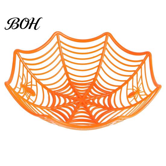 High-quality Spider Web Bowl Halloween Basket, Plastic Cobweb Design Fruit Serving Bowl, Treat Festive Decor or Trick Candy Holder for Dinner