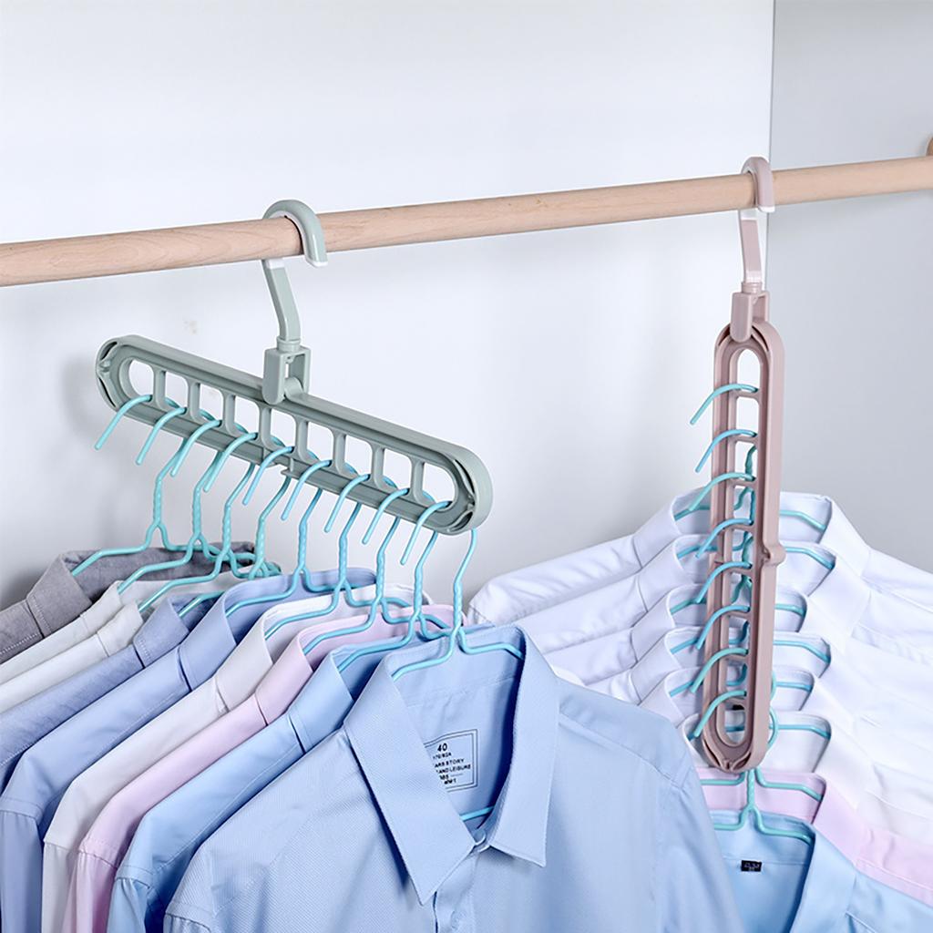 3pcs Heavy-Duty Foldable 9-Hole Plastic Hangers - Space-Saving, Closet Organization, Room, Wardrobe, Home, and Dormitory Storage