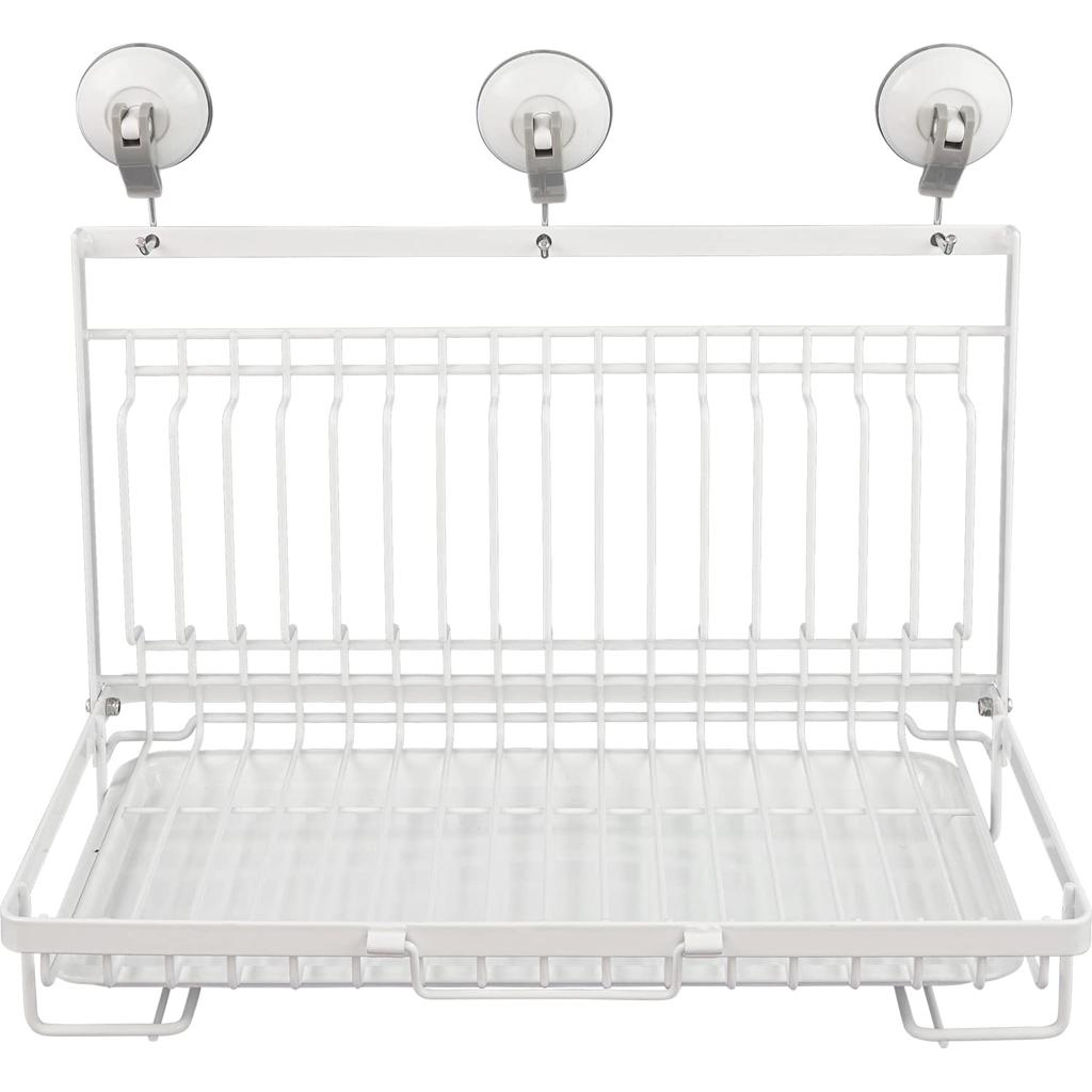 Wahei Freiz Dish Drainer, White, Suction Cup Type, Wall-Mounted Storage Dish Rack, Float RG-0477