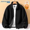 Jeanswest Men's Winter Retro Melard Double-Sided Fleece Stand Collar Jacket