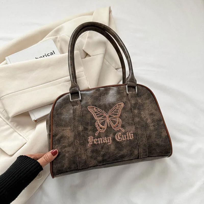 

Сумка через плечо Butterfly Maillard Retro Handheld, женская модная корейская сумка через плечо, универсальная сумка через плечо большой вместимости