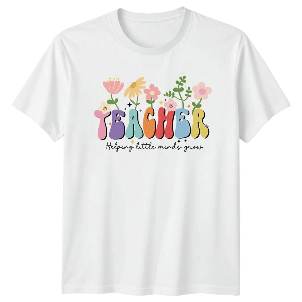 Teacher Helping Little Minds Grow TShirt Floral Graphic Tee a S