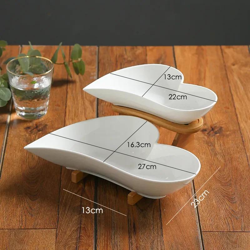 

Двухслойная керамическая ваза для фруктов, тарелки для закусок, поднос для хранения десертов, подставка для торта, деревянная тарелка, бытовая емкость для соевого соуса