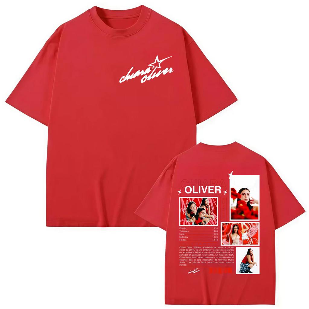 Cantante Chiara Oliver Camisetas Gráficas de Álbum Streetwear Moda Y2k Camiseta de Manga Corta Hombres Mujeres Camisetas de Algodón Holgadas
