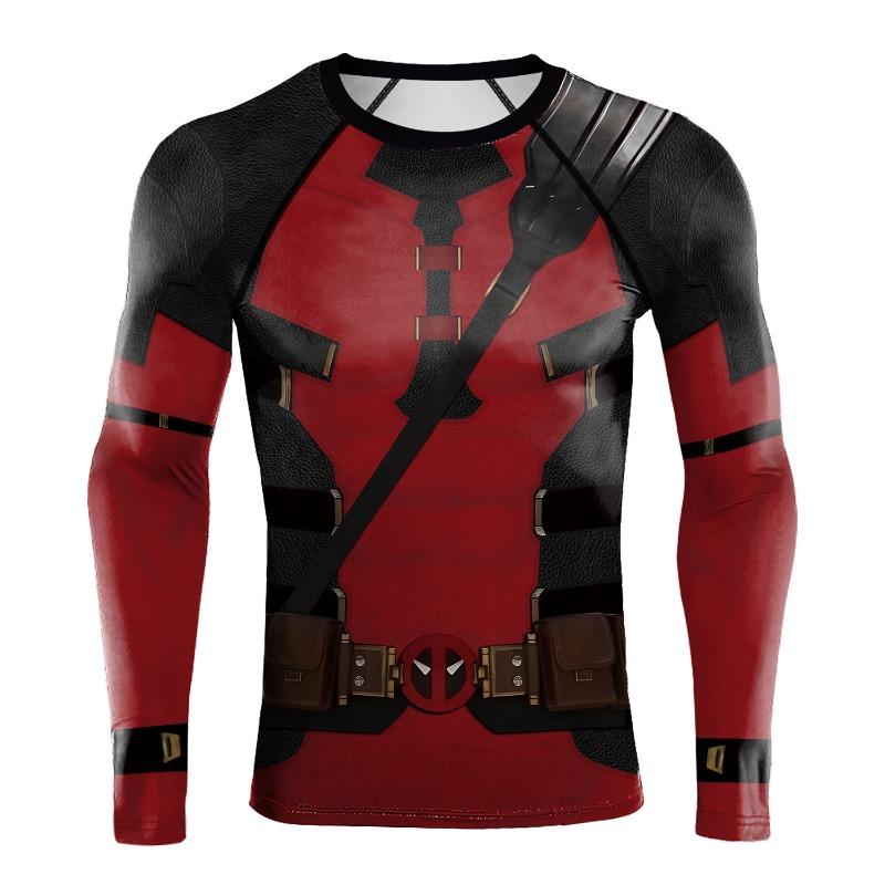 3D Printed Men's Long Sleeve T-shirt Superhero Tee Casual Loose Fitness Sports Tops Street Clothes
