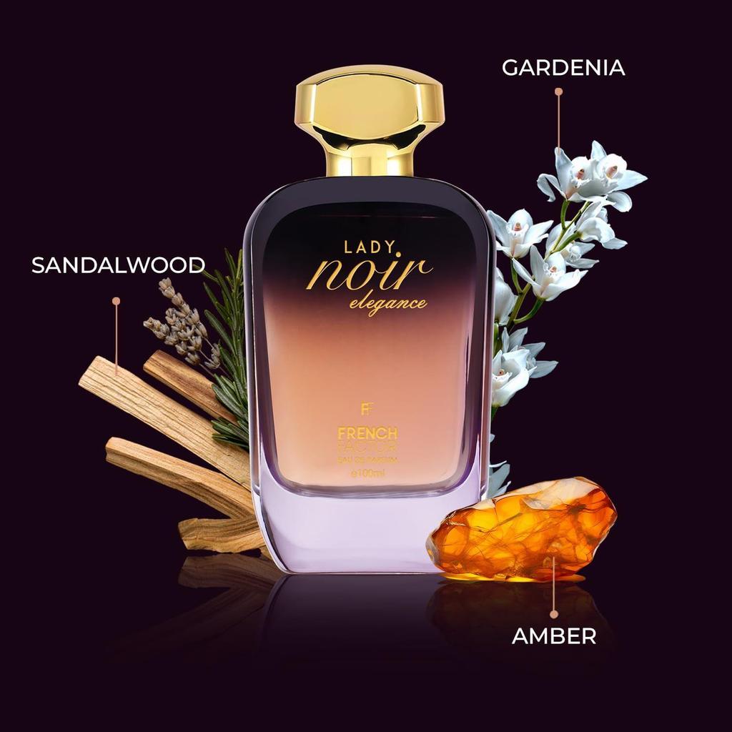 French Factor Lady Noir Perfume For Women With Floral Amber Notes Long Lasting Eau De Parfum Gift For Girls