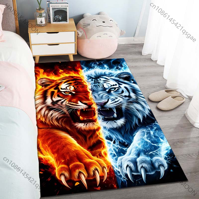 

1PC Flaming Tiger Frost Tiger Carpet for Living Room Bedroom Sofa Home Decor Rus Non-slip Floor Mat Luxury Gift Multiple Sizes 40cm x 60cm