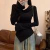 Irregular Slanted Shoulder Pullover Slim Fit T Shirts Women Y2k Fashion Long Sleeve T-shirt  Spring