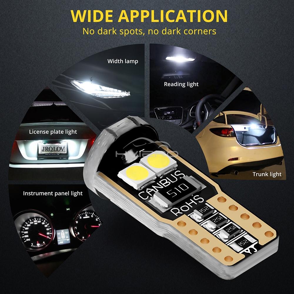 2/4/10pcs T10 W5W LED Auto Dome Reading Lamp 3030 6SMD Canbus Car Interior Door Bulb Trunk License Plate Signal Clearance Lights