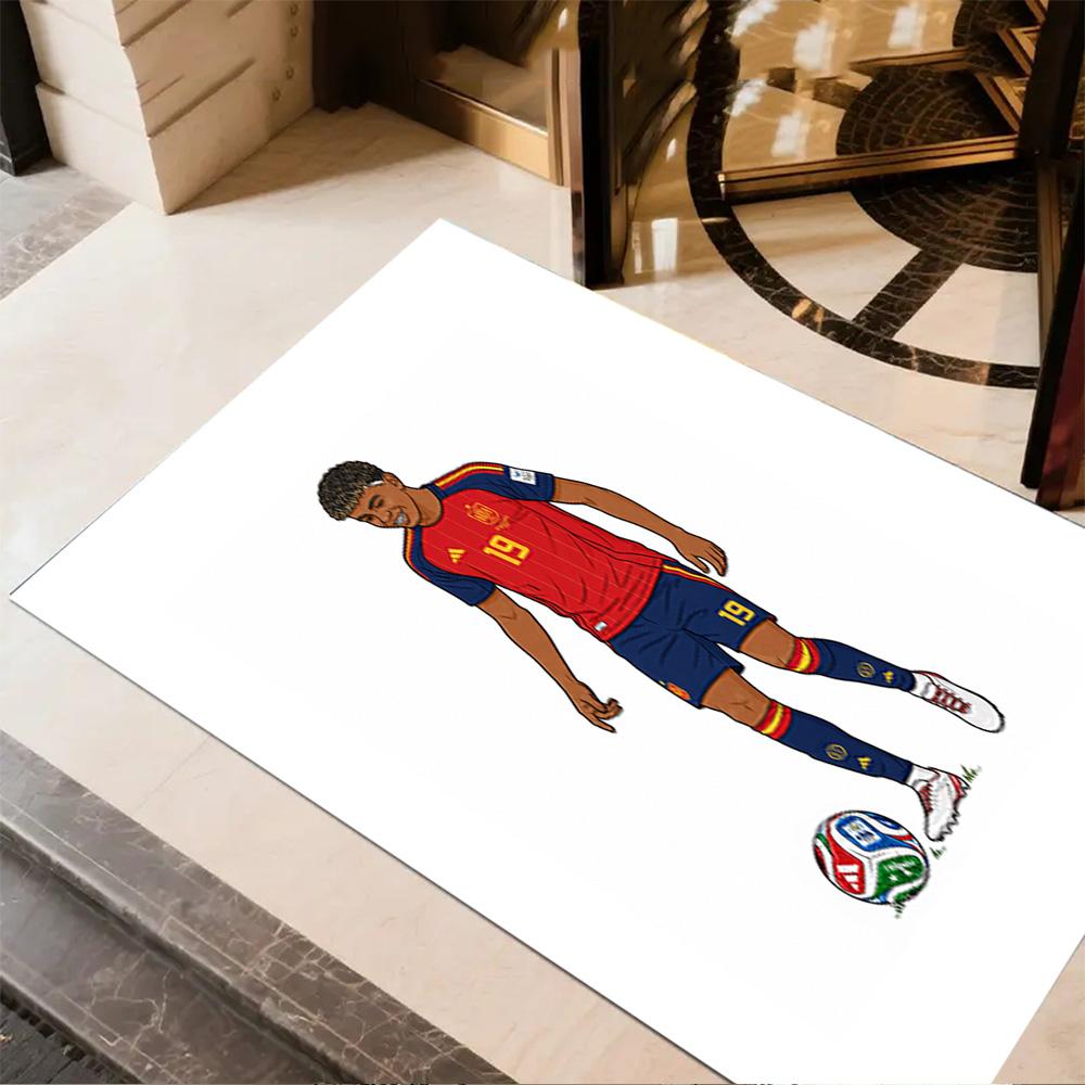 Lamine Yamal's Spain Soccer Player Floor Rug Office Rug Design for Game Room Study room Dormitory Kitchen Antislip Carpet Anime Office Decor