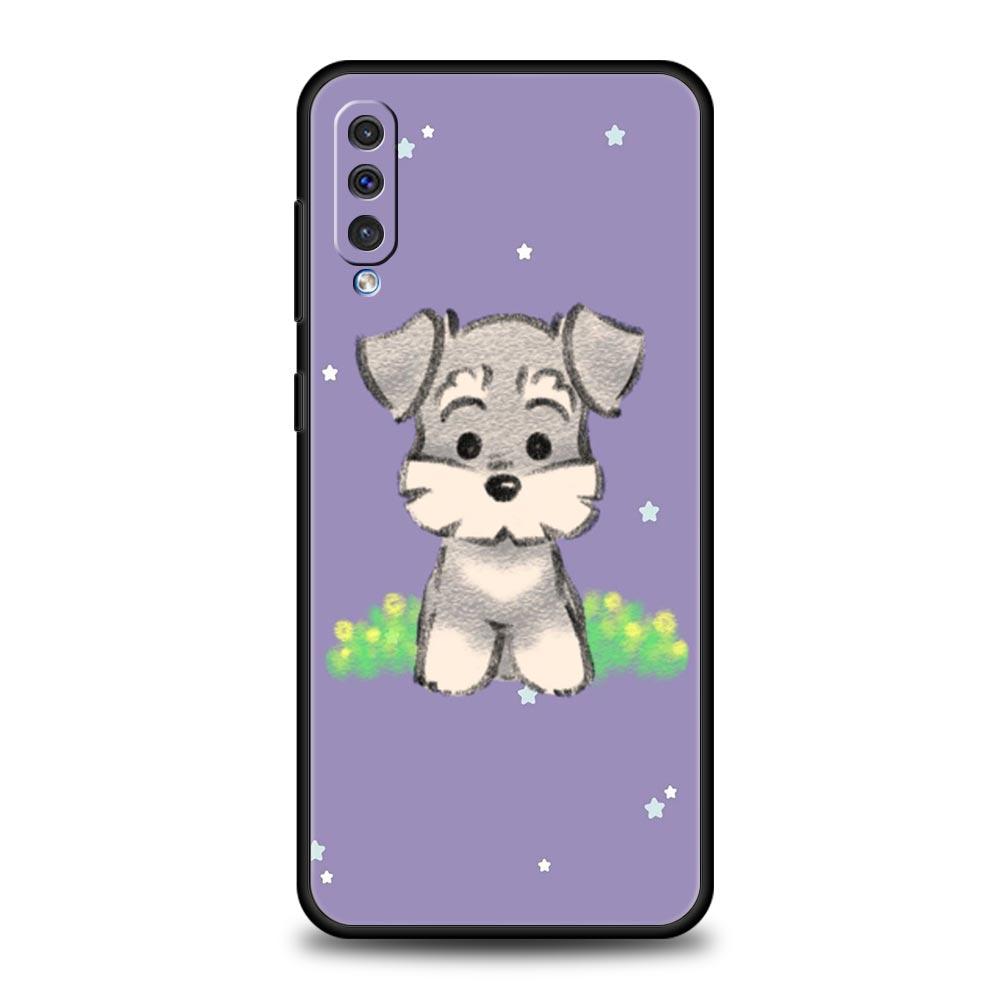 Cartoon Schnauzer Dog Phone Case For Samsung A54 A52 A24 A14 A50 A70 A10 A40 A20S A20E A06 A12 A22 A34 A42 A32 5G A04s A16 Cover