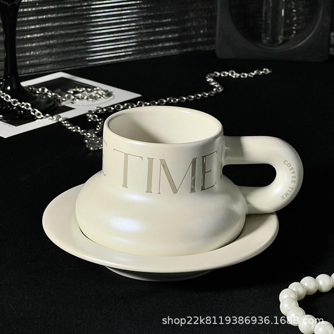 Dun Dun Cup Saucer Letter Electroplated Fritillary Pearl Gentle Ceramic Coffee Cup 240ML