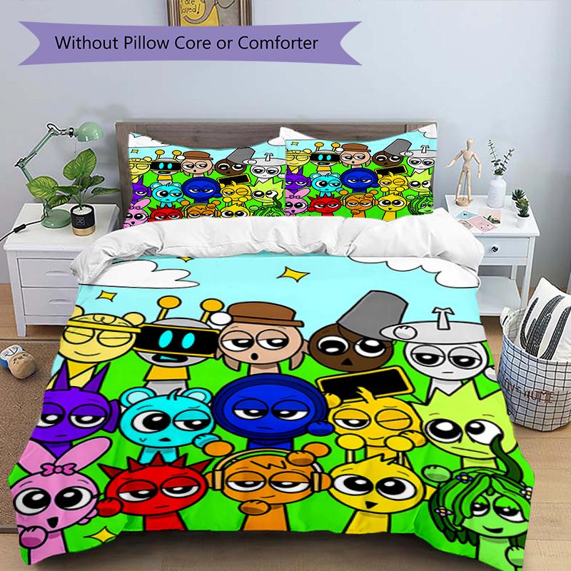 3pcs SPRUNKI8 Design Cover Set - HD Printed Bedding with 1 Cover and 2 Pillowcases - Perfect for Home and Dorm Decor