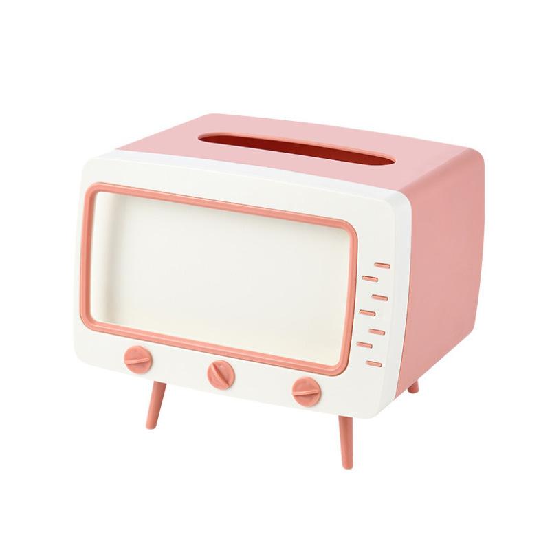 Multifunctional TV Shape Tissue Boxes Creative Phone Holder Sundries Storage Desktop  Paper Holder Organization Decoration