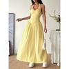 Women Yellow Halter Neck Maxi Dress Sleeveless V-Neck Backless A-Line Long Dress Casual Summer Elegant Beach Party Dresses