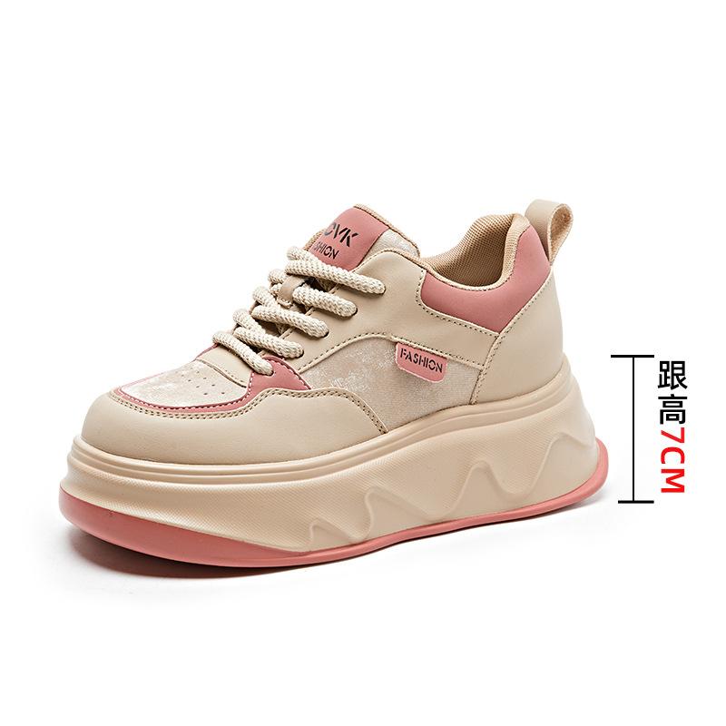 

Wenzhou shoes 2025 autumn new leather women s shoes fashionable thick sole inner height increase dad casual white shoes children 40