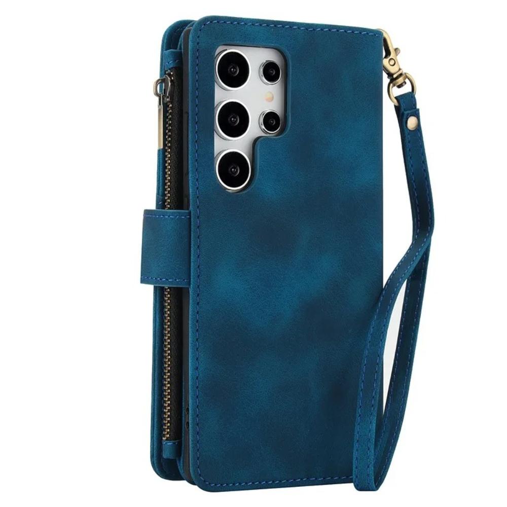 Luxury Leather Phone Case for Samsung Galaxy S26 Ultra S25 Edge S24 Plus S23 FE S22 S21 S20 Note 20 Hand Strap Card Wallet Cover