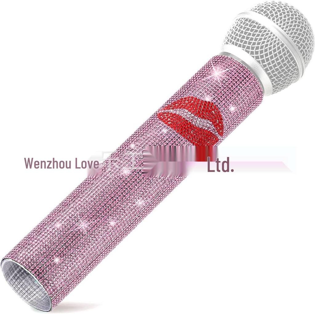 Rhinestone Diamond Microphone Cover for Children's Performance (Prop Only, Mic Not Included)