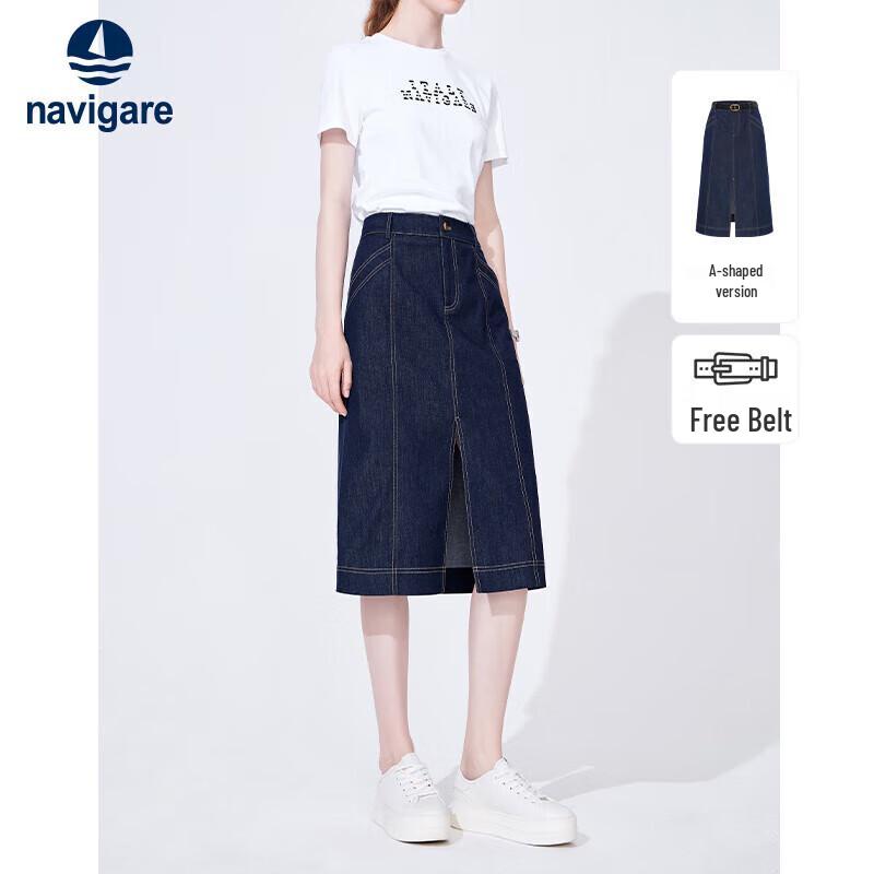 Navigare Women s A-Line Denim Skirt S