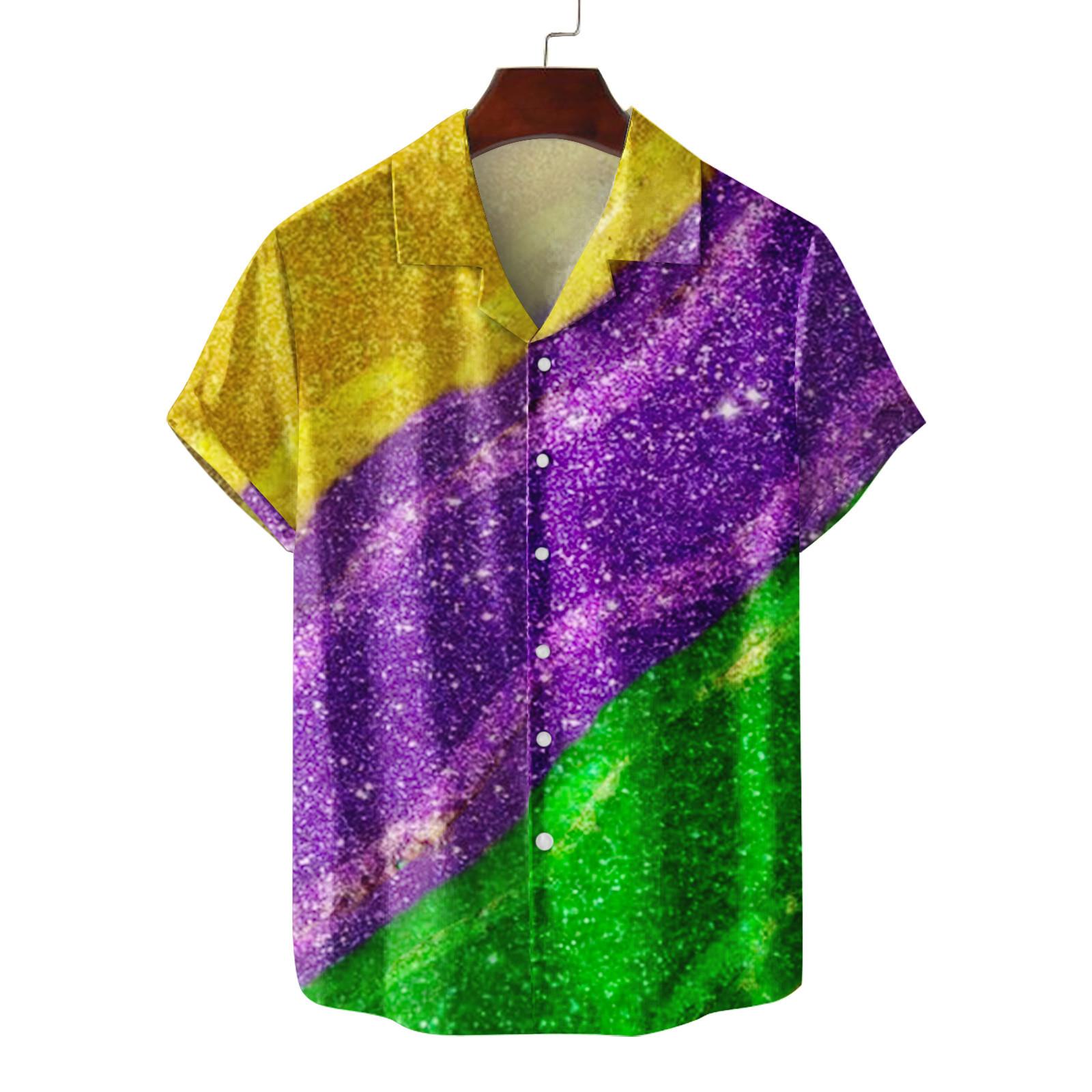 

Мужская летняя новая свободная рубашка с коротким рукавом с принтом, кардиган, пляжная рубашка L жёлтый