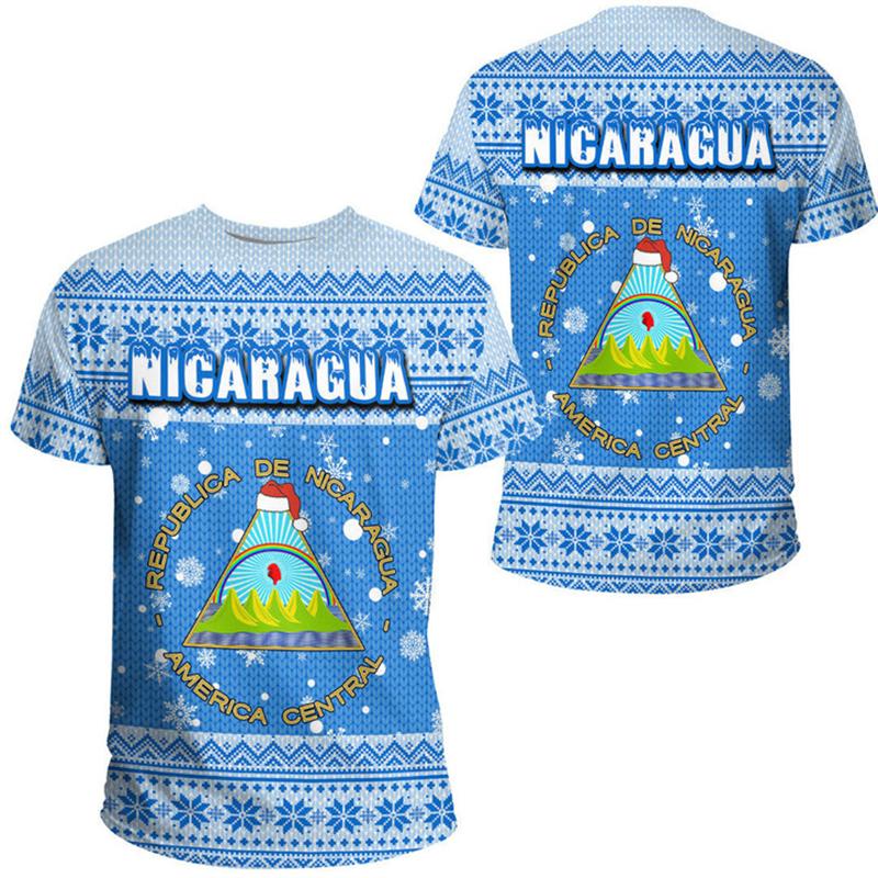 Nicaragua Men's T-shirts Casual Loose Round Neck NI Flag Short Sleeved Tops Tees Male Clothing Oversized T Shirt Streetwear GYM
